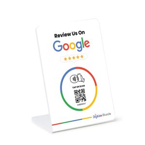 White Google Review Stand <br>(Tap & QR)